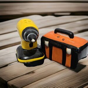Drill Toolbox Themed Salt & Pepper Shaker Set  Ceramic